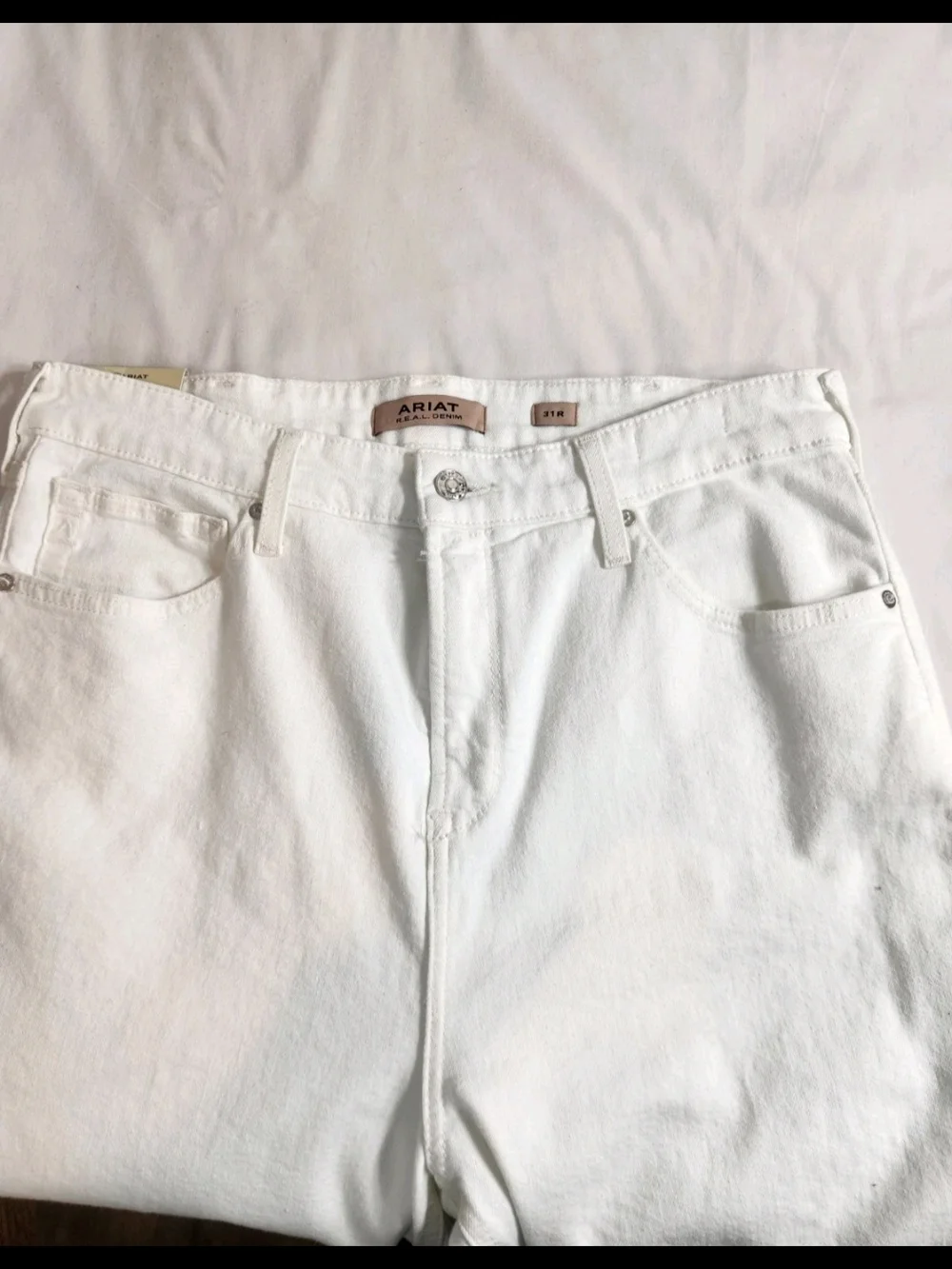 Ariat Wide Leg Jeans Women's Size 31 R White Ultra High Rise Stretch Crop NWT 54 - Picture 9 of 15